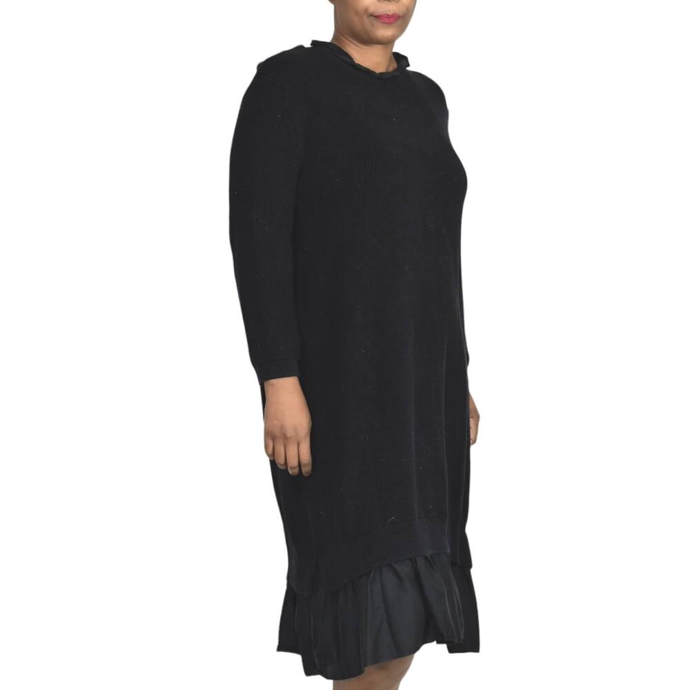 COS Sweater Dress Blue Navy Ruffle Hem Knit Ruched Overlay Layered Size Large - Picture 11 of 14